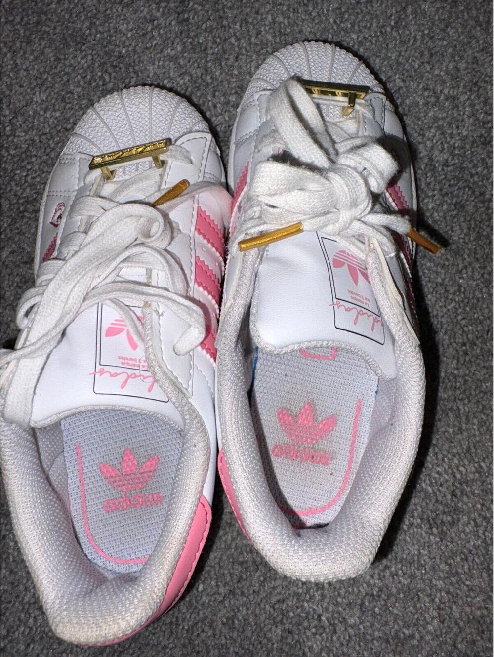 Adidas girls pink and white sneakers size 12K